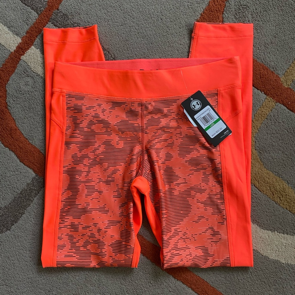 NWT Under Armour Coral Orange Leggings Size Large